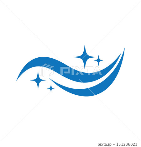 Minimal round cleaning brand logo representing sanitation, wiping and spotless service 131236023