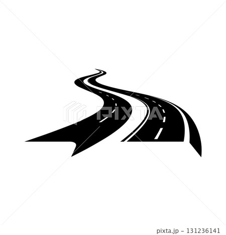Modern circular highway logo with sun and elegant road illustration Modern circular highway logo with sun and elegant road illustration 131236141