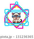 ヘッドホンをしたシャム猫ちゃん　可愛いイラスト　キャラクターグッズなど 131236365