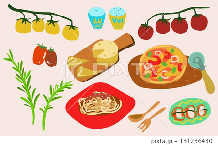 イタリアンのイラストセット 131236430
