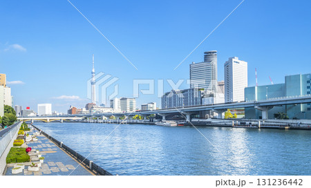 東京の都市風景 隅田川テラスから見るスカイツリー【東京都・台東区-墨田区】 東京の都市風景 隅田川テラスから見るスカイツリー【東京都・台東区-墨田区】 131236442