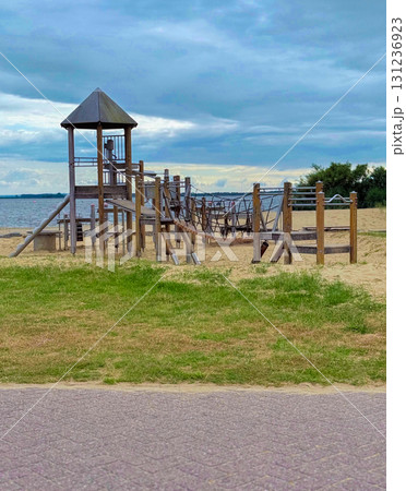 little children's playground, Playground, climbing frame, German playground in the residential area 131236923