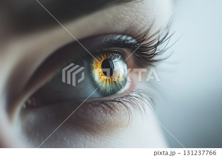 Close up of woman's eyes. AI-generated content. 131237766