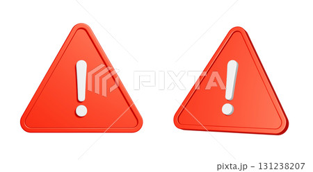 赤い三角形の注意マークの3Dアイコンセット 131238207