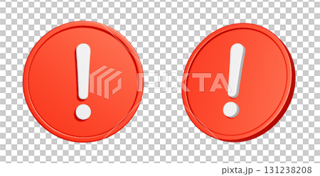 赤い丸型の注意マークの3Dアイコンセット 131238208