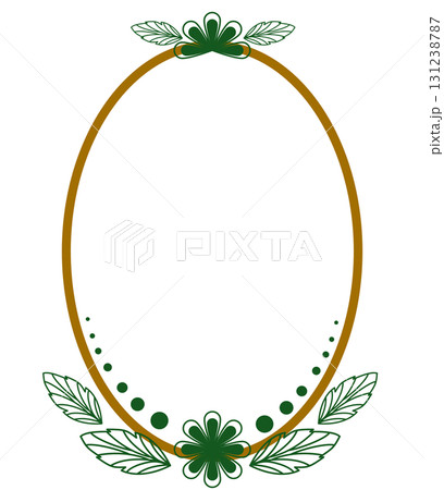 Golden Vintage Oval Frame, Ornate Border, elegant frame for card decoration 131238787