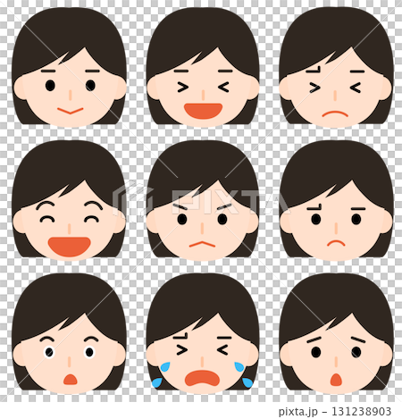 Girl with various expressions Girl with various expressions 131238903