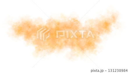 Orange smoke cloud on transparent background spreading horizontally in the air with soft texture and realistic motion 131238984
