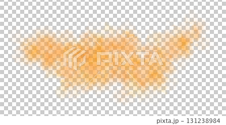 Orange smoke cloud on transparent background spreading horizontally in the air with soft texture and realistic motion 131238984