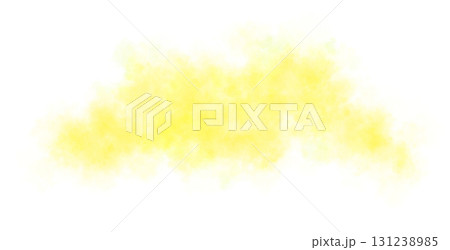 Yellow smoke cloud on transparent background spreading horizontally in the air with soft texture and realistic motion 131238985