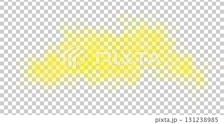 Yellow smoke cloud on transparent background spreading horizontally in the air with soft texture and realistic motion 131238985