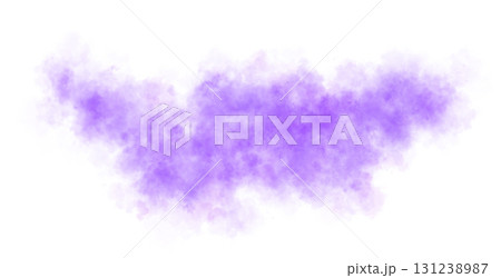 Violet smoke cloud on transparent background spreading horizontally in the air with soft texture and realistic motion 131238987