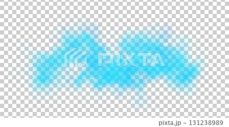 Light blue smoke cloud on transparent background spreading horizontally in the air with soft texture and realistic motion 131238989