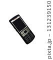 A black push-button mobile phone with a disassembled display on a white background 131239150