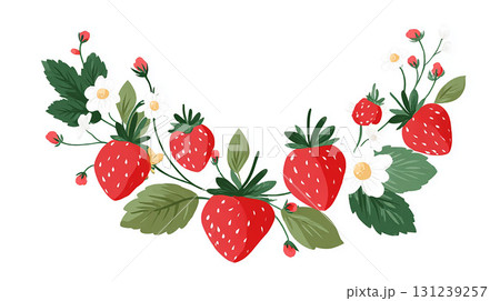 可愛い苺の水彩画イラスト　Generative AI 131239257