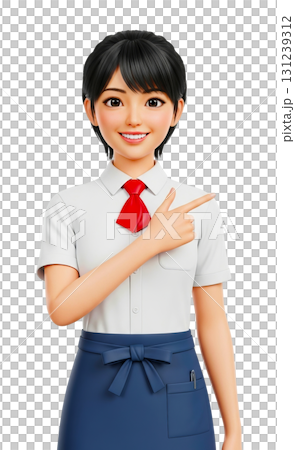 Smiling girl pointing at something 131239312