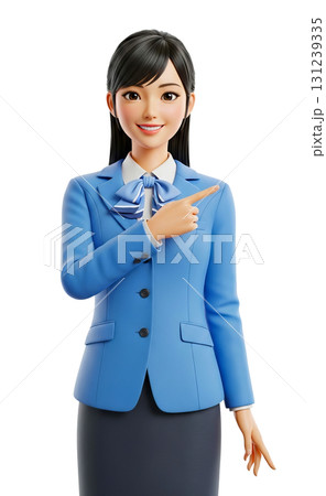 指さしポーズの笑顔の女の子 131239335