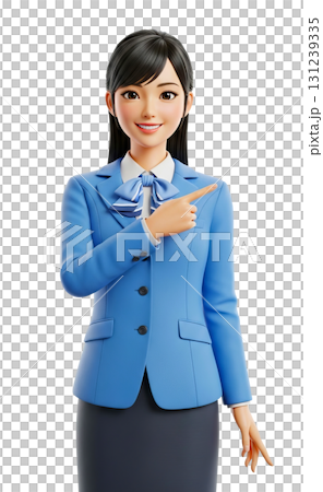 指さしポーズの笑顔の女の子 131239335