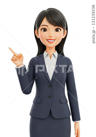 指さしポーズの笑顔の女の子 131239336