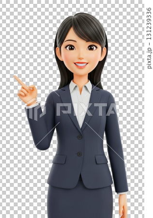 指さしポーズの笑顔の女の子 131239336