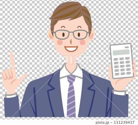 Illustration of a businessman holding a calculator OK sign Calculator Illustration of a businessman holding a calculator OK sign Calculator 131239437