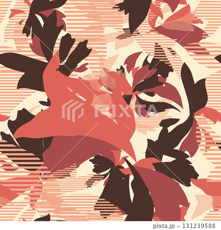 Floral Seamless Pattern. Contemporary Print Design with Pastel Color Flowers. Fashionable Botanical Template for Fabric, Textile. Vector illustration. 131239588