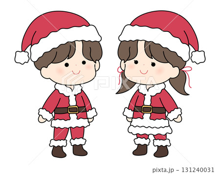 サンタのコスチュームを着た可愛い男の子と女の子 131240031