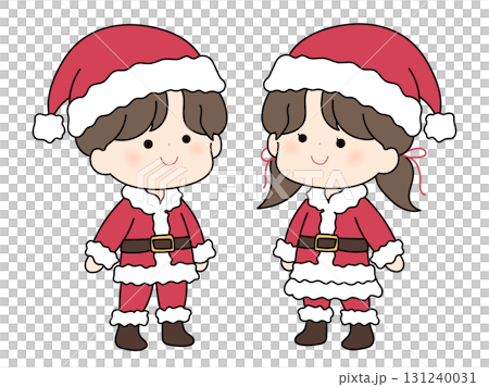 サンタのコスチュームを着た可愛い男の子と女の子 131240031