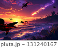 太古の海、巨大なモササウルスと落下する隕石が描く白亜紀の終末 131240167