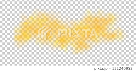 Thick yellow smoke cloud on transparent background isolated on black for atmospheric visual effects or overlays 131240952
