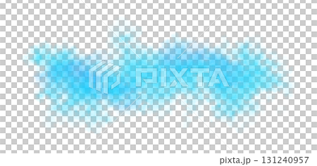 Thick light blue smoke cloud on transparent background isolated on black for atmospheric visual effects or overlays 131240957