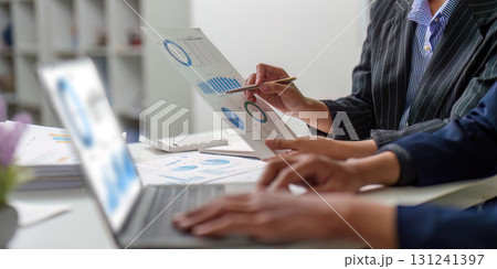 Data Visualization. Business team analyzing financial reports with charts and graphs. Data Visualization. Business team analyzing financial reports with charts and graphs. 131241397