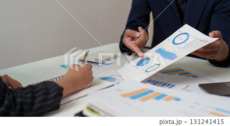 Financial Analysis. Team reviewing budget charts and graphs in a business meeting. Financial Analysis. Team reviewing budget charts and graphs in a business meeting. 131241415