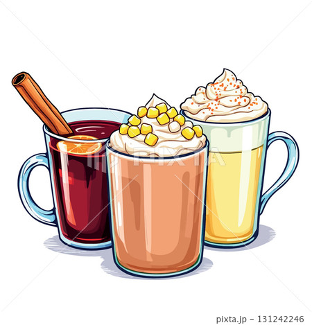 Vsai warm drinks for cold weather including mulled wine, eggnog latte and pumpkin spice latte Vsai warm drinks for cold weather including mulled wine, eggnog latte and pumpkin spice latte 131242246