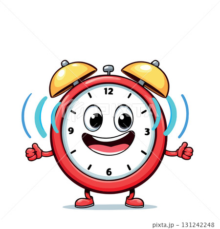 Vsai red alarm clock waking up and giving thumbs up Vsai red alarm clock waking up and giving thumbs up 131242248