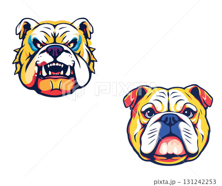 Vsai colorful bulldog head mascot logo showing teeth 131242253