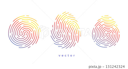 Set of fingerprints . Touch ID icons. Biometric icon set, Finger print sign, Security access sign. Vector illustration . 131242324