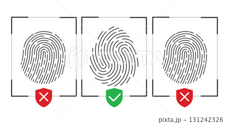 Set of fingerprints . Security access sign.Safety lock. Vector illustration . Set of fingerprints . Security access sign.Safety lock. Vector illustration . 131242326