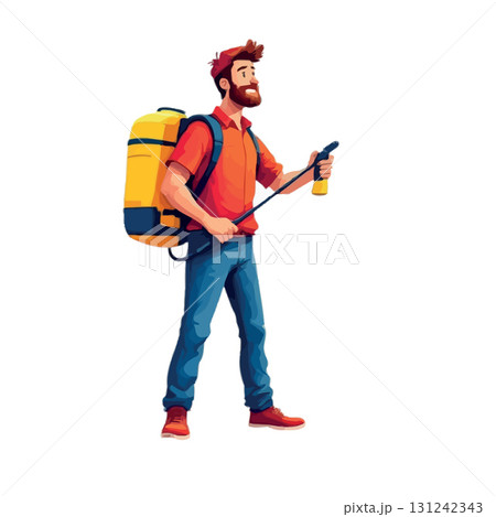 Vsai farmer is spraying pesticides using knapsack sprayer, protecting his crops from insects and diseases 131242343