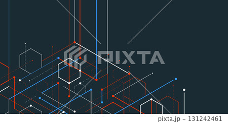 Background from cubes and lines. Linear geometric drawing. Abstraction,Vector illustration. 131242461