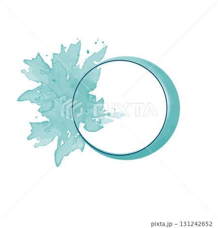 A turquoise blue circle with watercolor splashes on left side 131242652