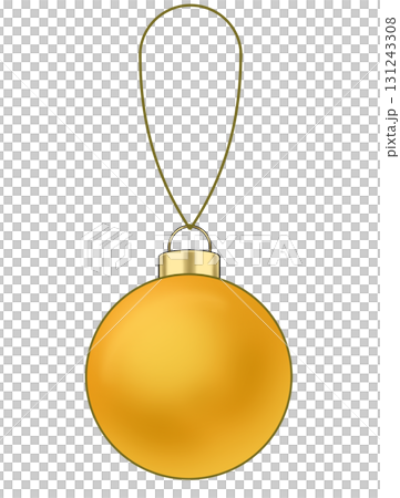 Golden Christmas ball ornament with string 131243308