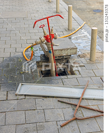 Open Manhole Water Hydrant Open Manhole Water Hydrant 131243378