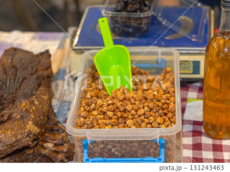 Shelled Hazelnuts in Tray Shelled Hazelnuts in Tray 131243463