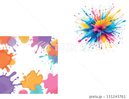 Vsai colorful paint splashing and creating a vibrant and abstract design 131243761