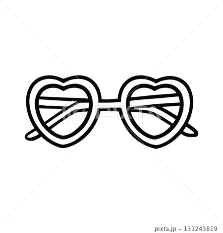 Heart Sunglasses Icon Hand Drawn w Black and White Thick Lines Heart Sunglasses Icon Hand Drawn w Black and White Thick Lines 131243819