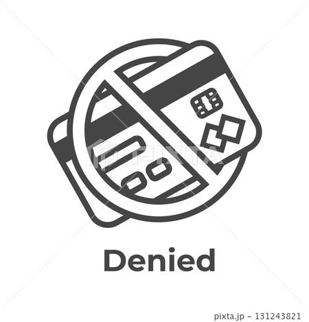 Denied for Credit Card Icon for High Debt Risk EMV Chip 131243821