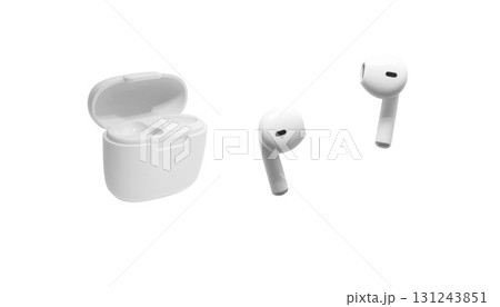 White modern wireless headphones isolated on white background. Copy space White modern wireless headphones isolated on white background. Copy space 131243851