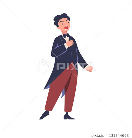 Man Opera Singer and Musician Singing on Stage Vector Illustration Man Opera Singer and Musician Singing on Stage Vector Illustration 131244698