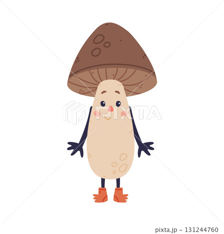 Funny Mushroom Character with Happy Face and Cap Vector Illustration Funny Mushroom Character with Happy Face and Cap Vector Illustration 131244760
